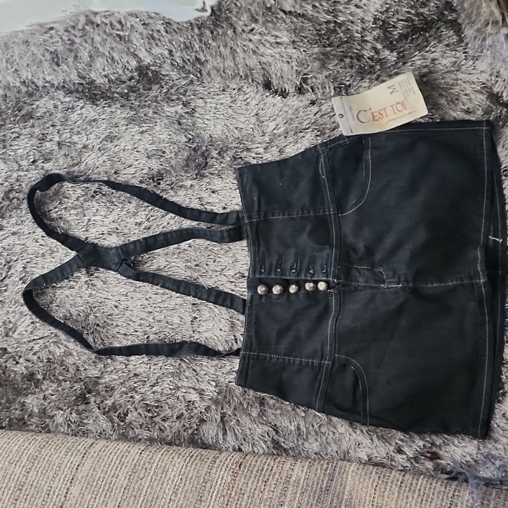 Denim mini skirt overall